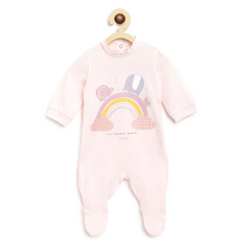 Infant Light Pink Printed Nappy Opening Babysuit image number null